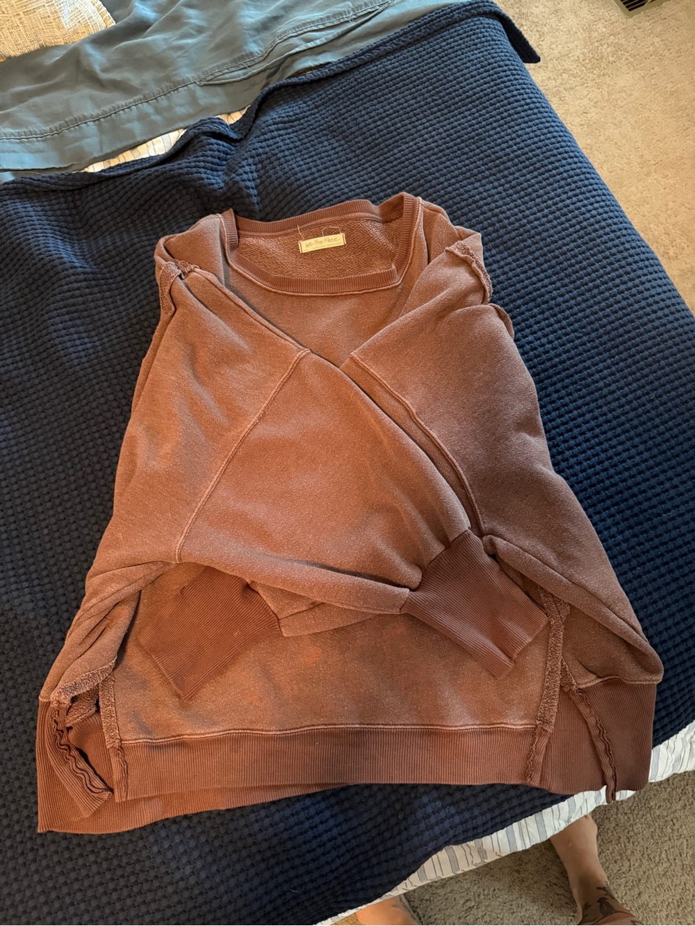 Free People Rust Brown Crewneck Pullover